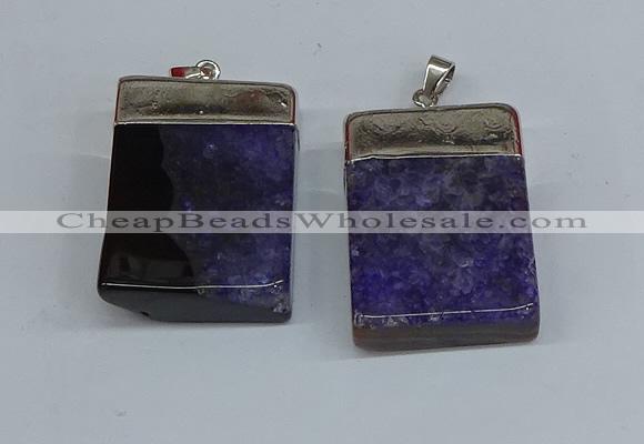 NGP8679 26*36mm rectangle druzy agate pendants wholesale