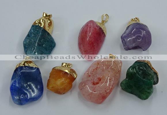 NGP8853 20*25mm - 30*40mm nuggets agate gemstone pendants