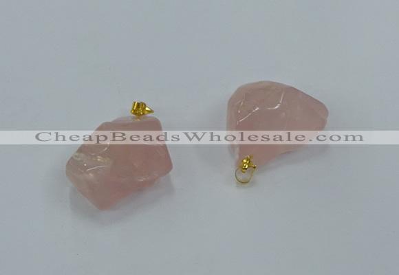 NGP8856 20*25mm - 30*40mm nuggets rose quartz pendants wholesale