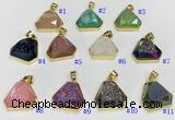 NGP9602 20*20mm faceted plated druzy agate pendants