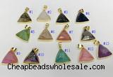 NGP9603 20*20mm faceted triangle plated druzy agate pendants