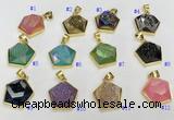 NGP9604 20*20mm faceted pentagon plated druzy agate pendants