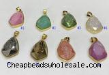 NGP9609 18*25mm faceted teardrop plated druzy agate pendants