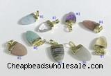 NGP9715 11*16mm arrowhead-shaped  mixed gemstone pendants wholesale