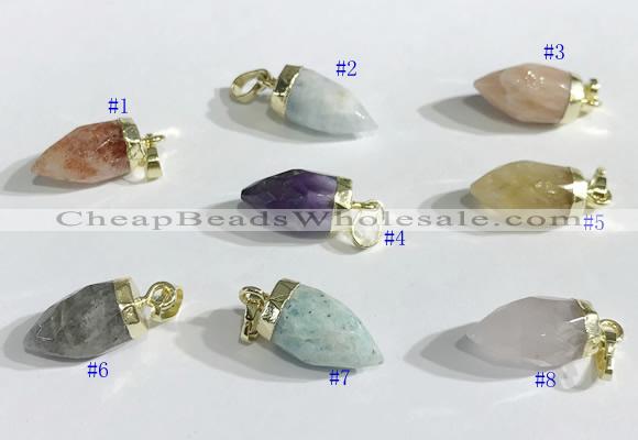 NGP9725 10*16mm bullet-shaped  mixed gemstone pendants wholesale