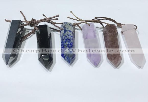 NGP9765 12*40mm-15*55mm sticks mixed gemstone pendants