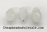 NGP9800 22*35mm - 25*40mm faceted nuggets white jade pendants