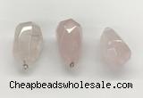 NGP9819 22*35mm - 25*40mm faceted nuggets rose quartz pendants