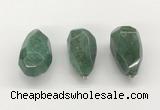 NGP9823 22*35mm - 25*40mm faceted nuggets green aventurine jade pendants