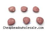 NGP9863 13*14mm faceted flat teardrop pink wooden jasper pendant