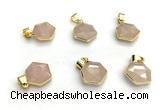 NGP9874 16mm faceted hexagon rose quartz pendant