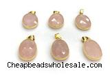 NGP9876 17*22mm faceted oval rose quartz pendant