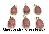 NGP9877 17*22mm faceted oval pink wooden jasper pendant