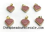 NGP9884 14*16mm faceted pink wooden jasper pendant