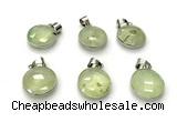 NGP9892 16mm faceted coin prehnite pendant