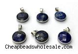 NGP9893 16mm faceted coin lapis lazuli pendant