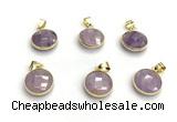 NGP9897 16mm faceted coin amethyst pendant