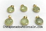 NGP9899 16mm faceted coin prehnite pendant