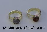 NGR1018 10mm coin druzy agate gemstone rings wholesale