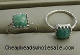 NGR1065 8*8mm square amazonite gemstone rings wholesale