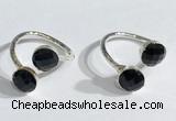 NGR1097 8mm faceted coin  black agate gemstone rings wholesale