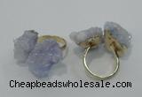 NGR11 15*20mm - 20*25mm nuggets plated druzy quartz rings