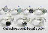 NGR1101 10mm faceted coin  mixed gemstone rings wholesale