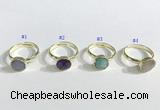 NGR1102 10mm faceted coin  mixed gemstone rings wholesale