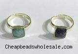 NGR1104 10mm faceted square  mixed gemstone rings wholesale