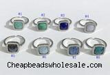 NGR1131 12mm square mixed gemstone gemstone rings wholesale