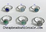 NGR1133 11mm flat round mixed gemstone gemstone rings wholesale