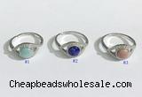 NGR1137 7mm flat round mixed gemstone gemstone rings wholesale