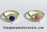 NGR1138 7mm flat round mixed gemstone gemstone rings wholesale