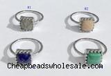 NGR1140 10mm square  mixed gemstone rings wholesale