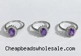 NGR1145 6*8mm faceted oval amethyst gemstone rings wholesale