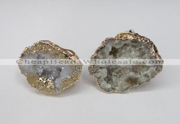 NGR126 30*40mm - 35*45mm freeform plated druzy quartz rings