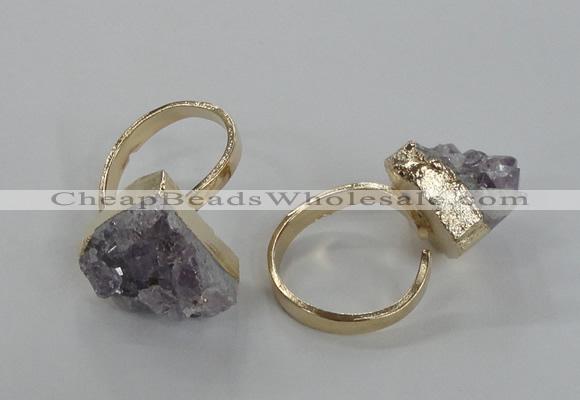 NGR135 15*20mm - 18*25mm freeform plated druzy amethyst rings