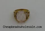 NGR2041 10*15mm faceted oval rose quartz gemstone rings