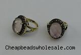 NGR2101 10*15mm faceted oval rose quartz gemstone rings