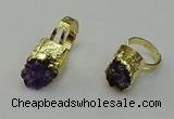 NGR2121 12*16mm - 15*18mm freeform druzy amethyst gemstone rings