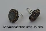 NGR2130 22*28mm - 22*30mm flower plated druzy agate rings