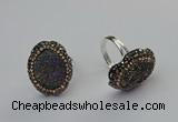 NGR2132 22*28mm - 22*30mm flower plated druzy agate rings