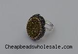 NGR2135 22*28mm - 22*30mm flower plated druzy agate rings