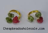 NGR214 5*8mm - 6*10mm freeform druzy agate & peridot rings wholesale