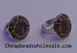 NGR2141 20mm - 22mm coin plated druzy agate gemstone rings