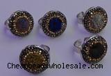 NGR2143 20mm - 22mm coin plated druzy agate gemstone rings