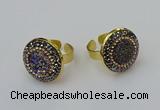 NGR2146 20mm - 22mm coin plated druzy agate rings wholesale