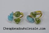 NGR215 5*8mm - 6*10mm freeform druzy agate & peridot rings wholesale