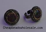 NGR2158 20mm - 22mm coin plated druzy agate gemstone rings