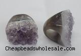 NGR28 35*40mm - 40*45mm freeform druzy amethyst gemstone rings